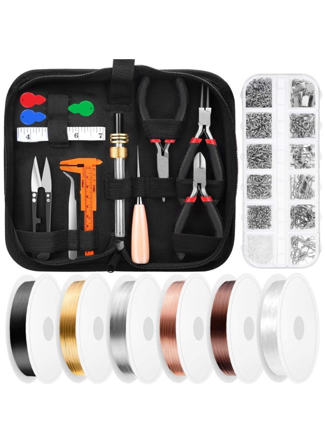 Daytoyz Wire Wrapping for Jewelry Making, Repair and Beading Supplies Kit with Craft Ring Wire, Tools, Pliers and Jewelry Findings - Image 1